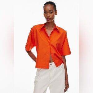 Aritzia The Group by Babaton button down orange/red shirt Sz XS NWOT